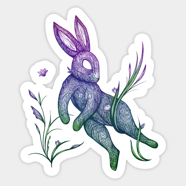 Rabbit Floral Sticker by shaireproductions